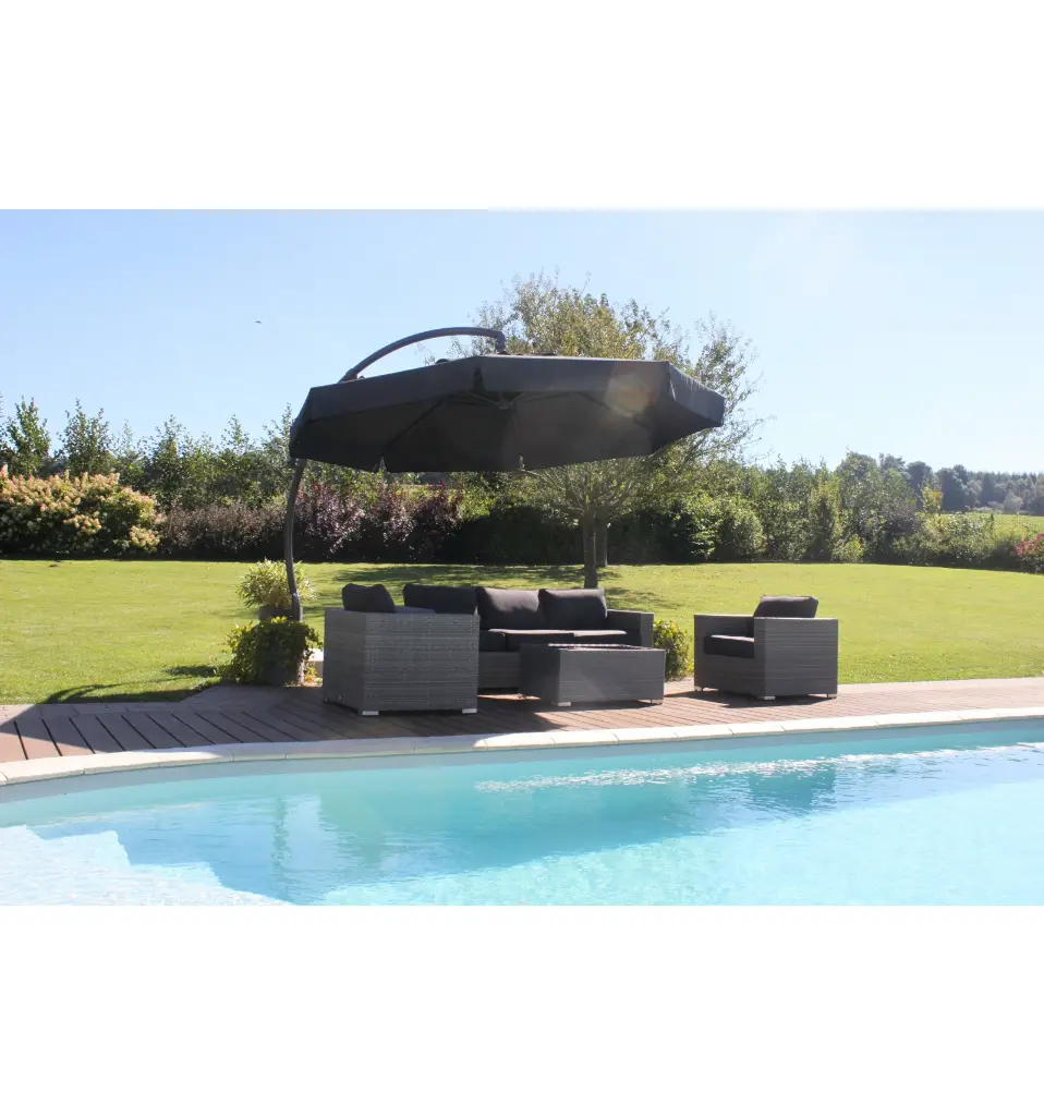 VIGA Classic Offset Parasol with Flaps Olefin Carbone Fabric