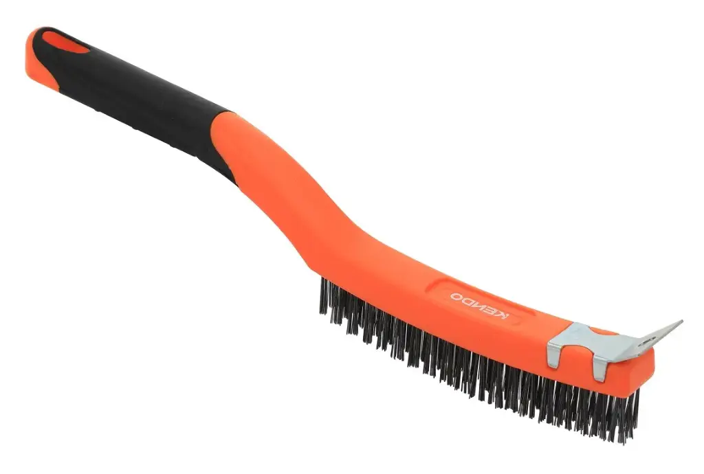 Steel wire brush with scraper 