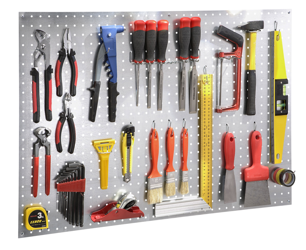 Mur à outils avec crochets