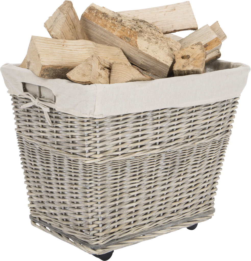 Log basket with wheels