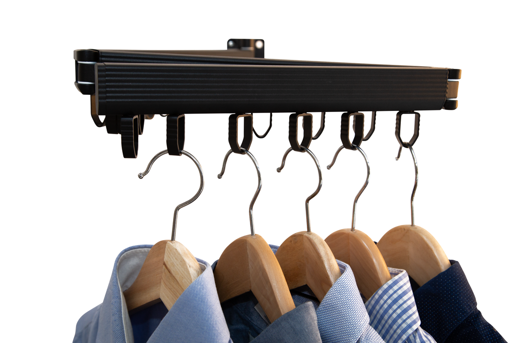 Three-piece wall mounted foldable drying rack 18 coat hangers