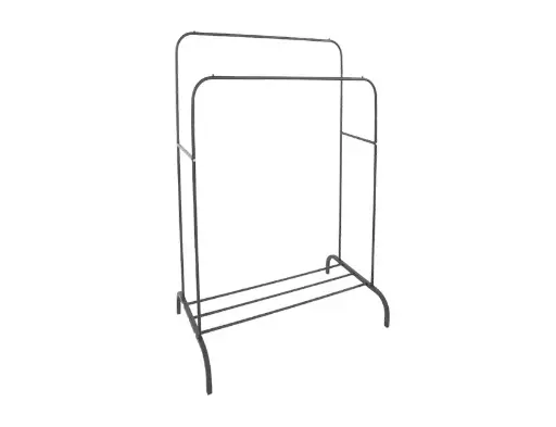 [O476] Clothing rack matt black - double 